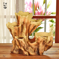 Imitation wood household succulents flower pot Creative large caliber rectangular Succulents flower pot Resin flower pot platter