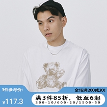 SAMESAME22SS palm bear printed short sleeve T-shirt round collar bottom loose minimalist casual couple male and female tide