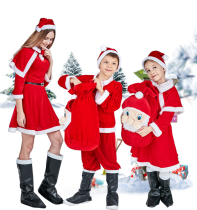 Golden velvet Christmas clothes children Christmas Boys and Girls performance clothes Santa Claus clothes hat boots suit