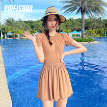 Meishan swimsuit female summer conjoined 2021 new fashion hot spring fashion net red wind conservative meat swimsuit