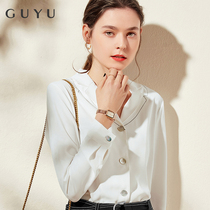 Temperament white chiffon shirt womens long-sleeved design sense niche western style top 2022 autumn and winter workplace fashion shirt
