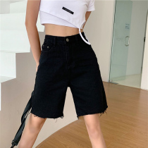 Austronesian style large size womens clothing fat sister mm thin denim straight pants 2021 summer burr shorts five-point pants