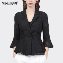 Snowspun Shirt Woman Cut Flower Blouse Jacket Collar Shirt Horn 70% Sleeves Fashion Design Sensation 2022 Summer New