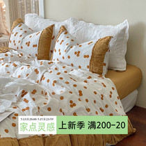 Princess Wind Class A mother-child grade Double layer gauze Four sets 100 All cotton pure cotton quilt cover sheet Naked Bed Bedding