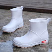 2021 Autumn Winter New Fashion Rain Shoes Women Outdoor Play Water Non-slip Plus Suede Warm Medium Short Barrel Rain Boots Women Lovers