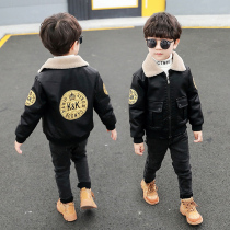Boy Clothing Boy Fur Coat Jacket Autumn Winter Clothing 2021 New Ocean Gas Male Baby Plus Suede Thickened Childrens Leather Jacket Tide
