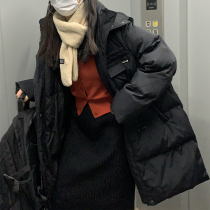 Black thickened Even cap cotton clothing Women in winter ultra-thick 2020 New mid-length Korean version of fur collar cotton coat jacket