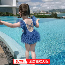 Children Swimsuit Girl Swimsuit One-piece Net Red Summer Clothing Middle Child Princess Swimsuit Primary School Children Swimsuit Foreign Air