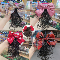 Han Edition Children Wig Girls Autumn Winter Coat Hair Accessories accessories Long float with butterfly knot cute princess curly hair accessories