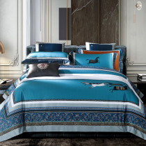 European and American wind all-cotton pure cotton four sets high-end digital printed quilt cover 120 Horsecotton 4 pieces Bedding Bedding