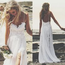 Bohemian lace Chiffon wedding dress Fairy white suspender dress Sexy halter travel shoot honeymoon vacation light wedding dress