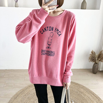 Fall long sleeve lactation jacket loose plus thickened breastfeeding dress pregnant women dress winter large-yard coat