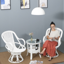 Rattan chair Three-piece balcony white leisure table and chair combination Simple modern swivel chair Natural rattan backrest single chair