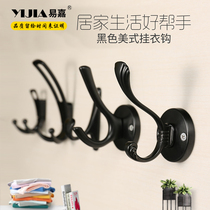 Yi Jia hanging clothes hook American black adhesive hook bathroom towel hook hook wall hanging strong load-bearing wall clothes hanging