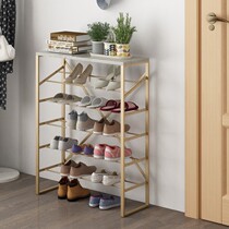 Nordic simple household multi-layer storage shoe rack ins Modern light luxury door simple marble metal slipper rack