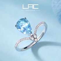 (Stars Same) LAC Advanced Jewelry Natural Sea Blue Treasure Ring 18K Gold Sea Sapphire Woman Ring Color Treasure