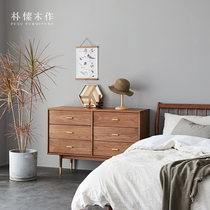 Park in plain wood for Nordic light lavish black walnuts wood hopper bedroom living room with storage locker sidestand 6 bucket cabinet