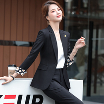 Spring and Autumn womens small suit jacket Suit jacket Long sleeve casual slim black formal work clothes Workplace interview