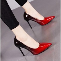 Gradient Pointy Heels High Heel Shoe Fine Heel Woman Sexy Spring Summer New Work Shoes Collage Shallow single shoe 7-10CM