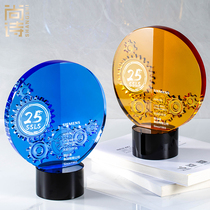Gear progress team collaboration trophy custom high-grade glass trophy award plate custom annual meeting recommended award trophy