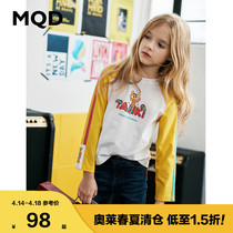 MQD childlike girl T-shirt 2021 spring new hit letter cartoon T-shirt Korean version 100 lap long sleeve jacket o