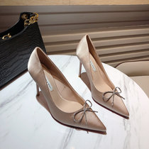 Fashion Sexy Water Drill Butterfly Knot Fine Heel Single Shoe Woman 2022 Spring New Korean Version Pointed Silk Satin High Heel Gown Shoes