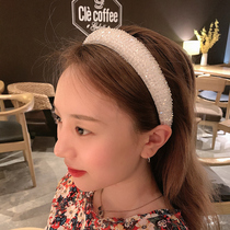 Joker out crystal sponge hair hoop female thick fashionable hairpin wide version retro handmade beaded high quality pressure hair head hoop