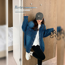 ALIN Custom big code Female dress Fat sister loose blouse Women Lazy Wind 200 catty 100 hitch Antique Denim Shirt