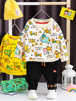 Childrens clothing boys autumn and winter set handsome baby sports two-piece set 2020 Korean version of foreign gas plus velvet childrens clothes tide