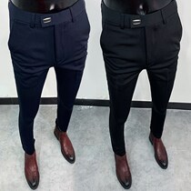 Business Casual Positive Dress Pants Mens Korean Version Trend 90% Burn-Free Little West Pants with small feet 100 lap pants