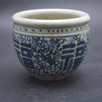 Jingdezhen antique porcelain the Republic of China blue and white life Luohan cylinder antique old goods (bag old) ceramic collection