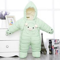 2020 new baby one-piece down cotton coat winter thickened baby out climbing clothes baby hug quilt wrapped foot coat