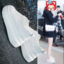  Hong Kong trendy brand star with the same thick-soled inner height-increasing leather white shoes womens shoes Korean version of muffin single shoes womens white shoes