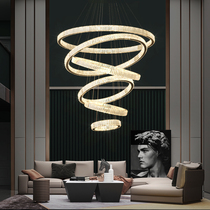 Living room lamp chandelier modern simple atmospheric light luxury crystal lamp duplex staircase Villa Hotel lobby hanging lamp