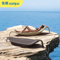 Outdoor rattan bed custom outdoor courtyard garden leisure swimming pool balcony seaside beach leaf rattan chair