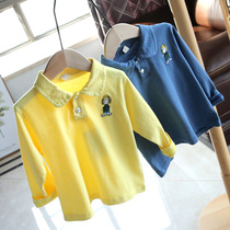 Clearance top children Korean lapel collar polo shirt children Spring and Autumn long sleeve T-shirt base shirt 714