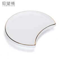 Xiangsheng fresh and elegant tea cup holder white porcelain heat insulation cushion tea mat ceramic drawing gold crescent