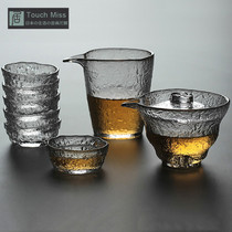 Touch Miss Japanese kung fu tea set hammer mesh high temperature resistant glass cover bowl tea cup set tea maker