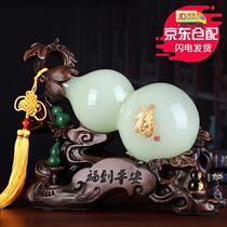 Ju Shan Yuan Glass jade gourd ornaments Opening housewarming Birthday gifts Blessing to peace Living room wine cabinet Bogu