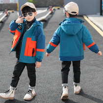 Boy autumn and winter clothing jacket thickened and velvety three-in-one submachine cotton clothes cotton clothes 2020 new foreign air down clothes