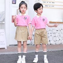 Kindergarten Garden Uniform Summer Clothing Teacher Pure Cotton Short Sleeve School Suit Elementary School Childrens Sports School Childrens Class School Wind