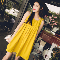 Maternity summer top fashion Korean version suspender sleeveless maternity dress Medium long loose strapless summer skirt