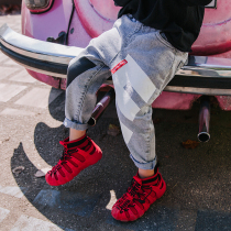 Spring and autumn childrens jeans boys Korean pants trendy childrens Western style spring handsome pants