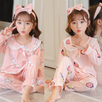 Child Sleepwear Princess Summer Long Sleeve Suit Thin cotton baby girl girls home dress paternity suit