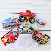 Small Car Tanker Truck Slag Earth Car Fire Truck bus Police Car Modelling Aluminum Film Balloon Boy Birthday Balloon