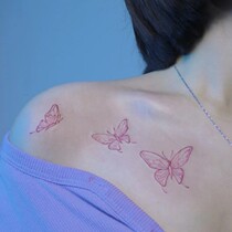Red purple butterfly tattoo applique arm tattoo sticker female durable waterproof personality cool ins Wind arm color chest
