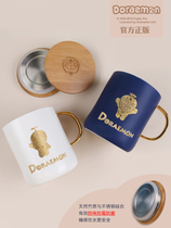 Mug creative couple a pair of models Doraemon water cup Ceramic spoon with lid gift female coffee cup