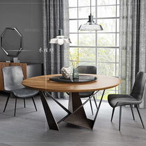 Nordic solid wood round table loft Creative home dining table negotiation table log coffee table designer furniture