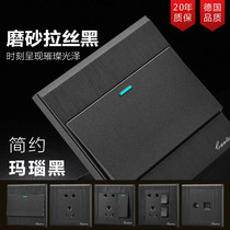 Household switch socket panel 86 concealed wall power brushed black one-open five-hole USB socket package