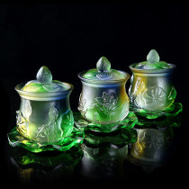  Supplies for the Buddha Glass water supply cup For the Buddha cup Lotus holy water cup Household Guanyin Buddha water purification cup Big sad water cup